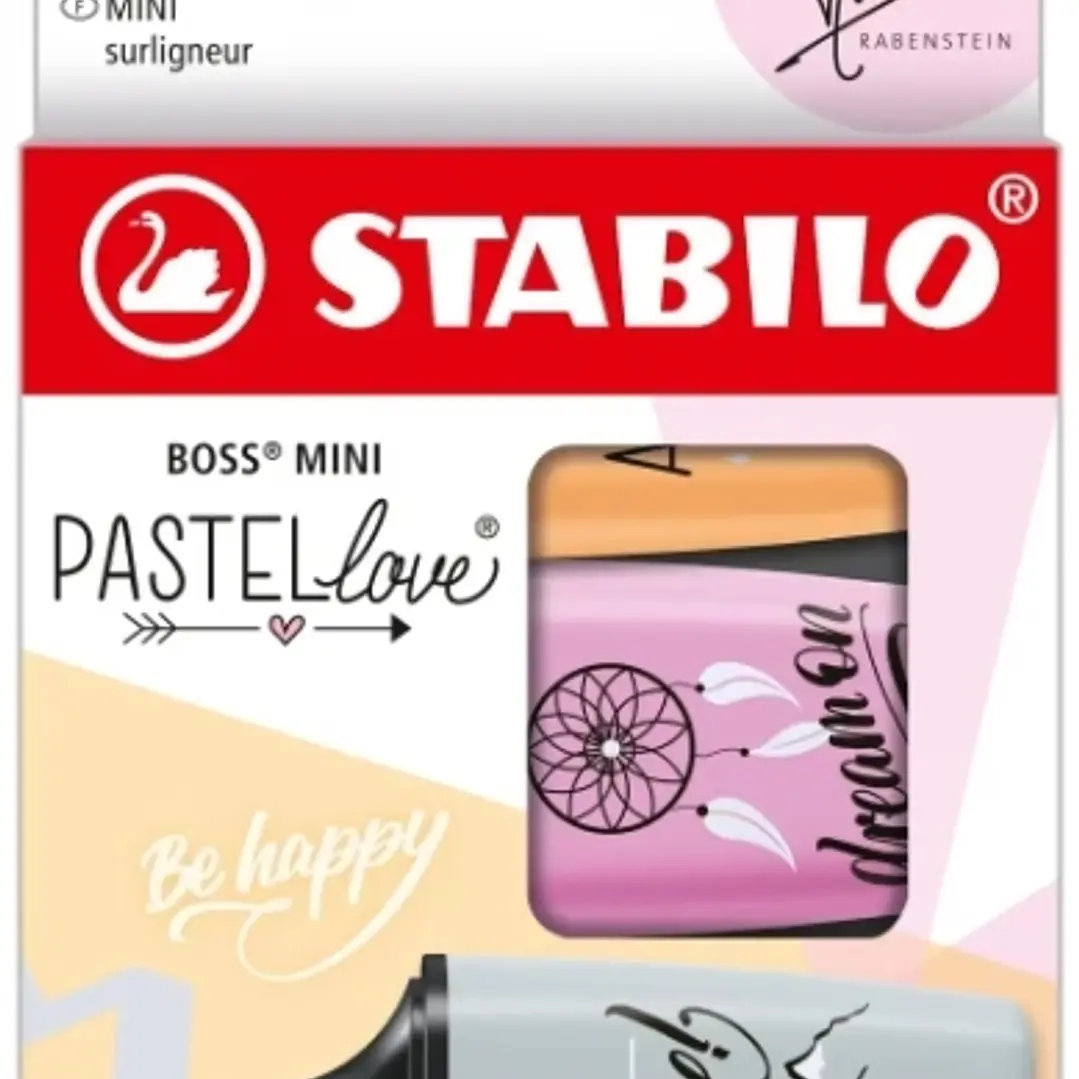 Stabilo Boss Mini Pastellove Pack de 3 Marcadores Fluorescentes - Trazo entre 2 y 5mm - Tinta con Base de Agua - Antisecado - Colores Fucsia, Naranja  1