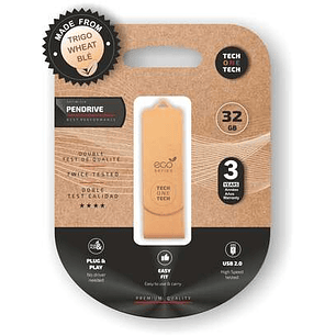 TechOneTech ecoTech Memoria USB 2.0 32GB (Pendrive) - Fabricado con Paja de Trigo