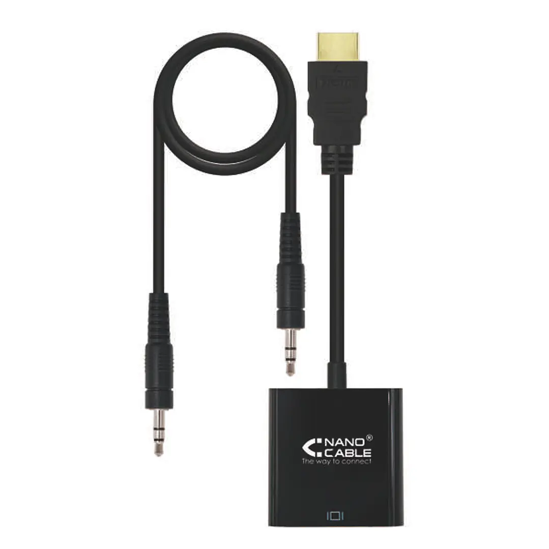 Nanocable Conversor HDMI a SVGA+audio - HDMI A/M-SVGA/H+Jack 3.5/H - 10cm+1.0m - Color Negro 1