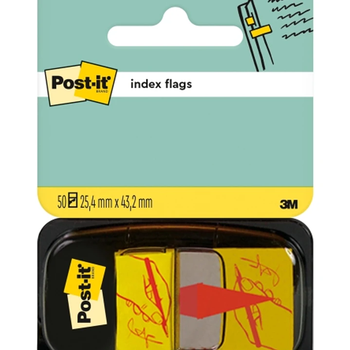 Post-It Index Dispensador con 50 Marcadores de Indice Reposicionables con Flecha Indicativa Firmar Aqui - Forma Rectangular - Color Amarillo Claro 1