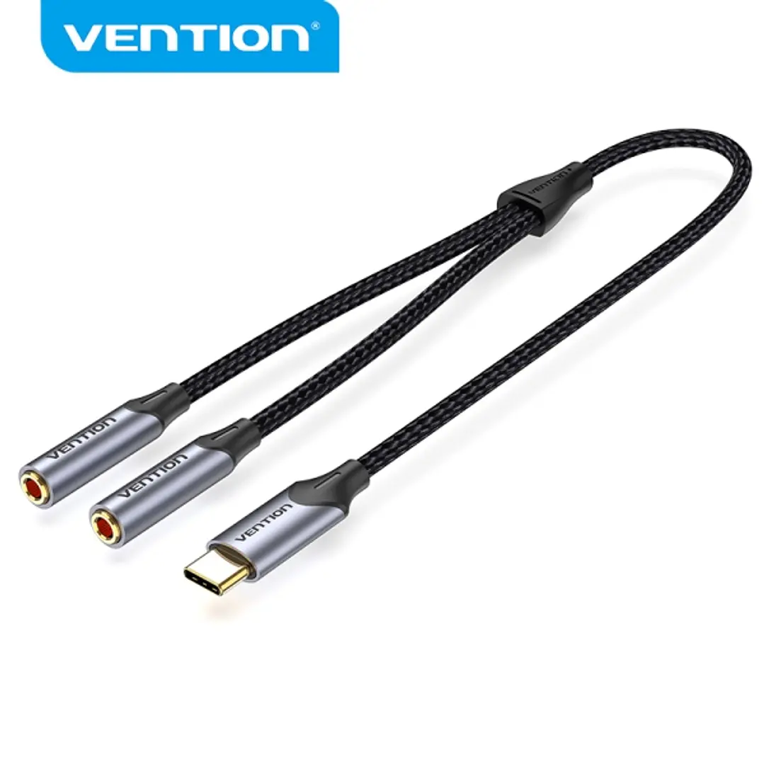 Vention Adaptador USB-C a TRS Restaurar Sonido Original - Alta Fidelidad - Chip VT0200 - Carcasa de Aluminio - Color Gris 1