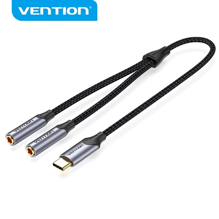 Vention Adaptador USB-C a TRS Restaurar Sonido Original - Alta Fidelidad - Chip VT0200 - Carcasa de Aluminio - Color Gris 1