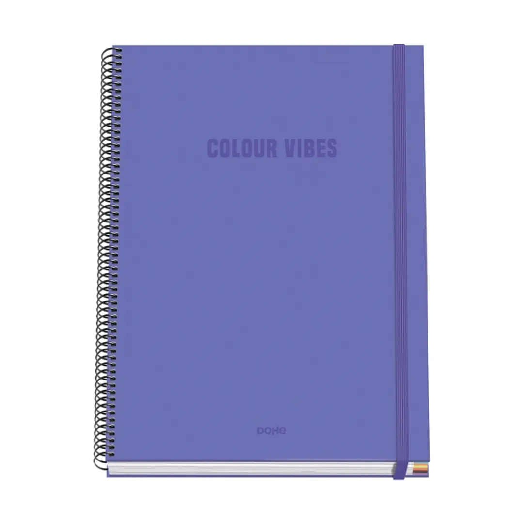 Dohe Colour Vives Cuaderno Espiral A4 100 Hojas Microperforadas Cuadricula 5mm - Tapa Dura Carton Forrado - Cierre de Goma - Bandas de Color - Color M 1