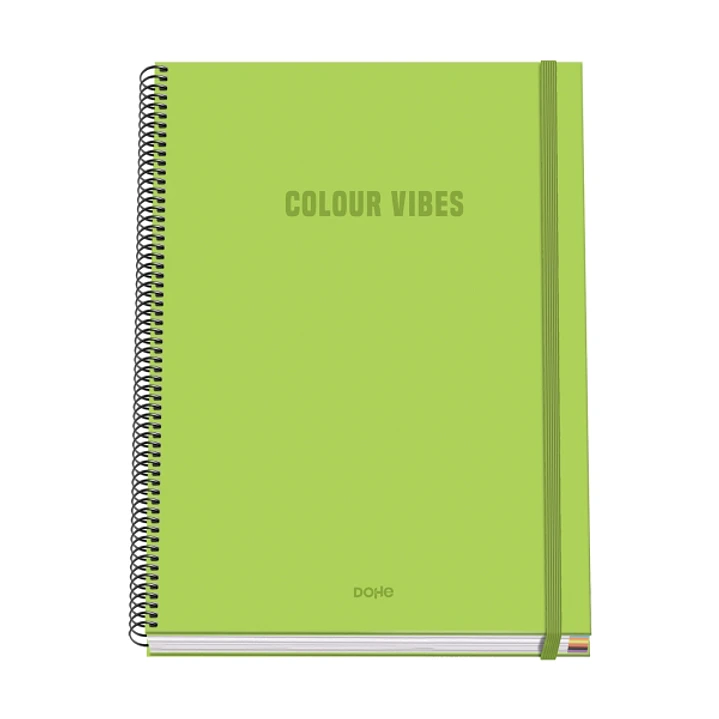 Dohe Colour Vives Cuaderno Espiral A4 100 Hojas Microperforadas Cuadricula 5mm - Tapa Dura Carton Forrado - Cierre de Goma - Bandas de Color - Color V 1
