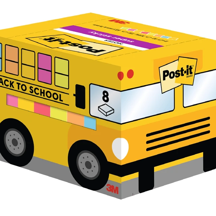 Post-It Super Sticky Pack de 8 Blocs de 90 Notas Adhesivas Reposicionables - 63.5x76mm - Paquete de Carton - Colores Surtidos 1