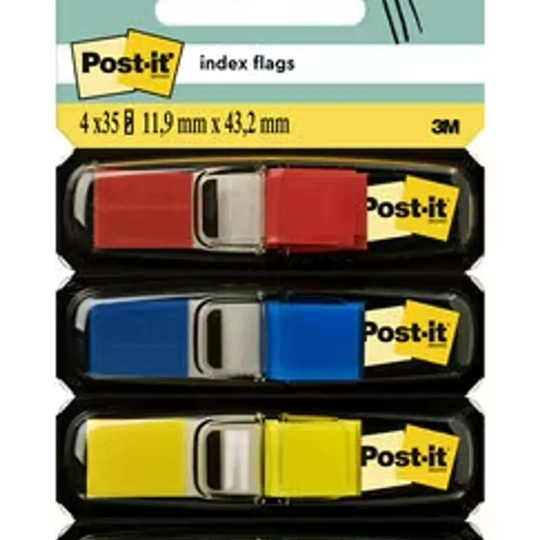 Post-it Index Pack de 4 Dispensadores con 35 Marcadores Reposicionables 11.9 x 43.2mm - Adherencia Firme - Para Marcar, Señalar o Destacar Informacion 1