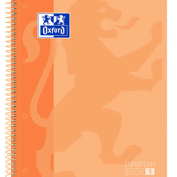 Oxford Europeanbook 1 Cuaderno Espiral Formato A4+ Cuadriculado 5x5mm - 80 Hojas - Banda de Color - Tapa Extradura Brillante - Color Melocoton 1