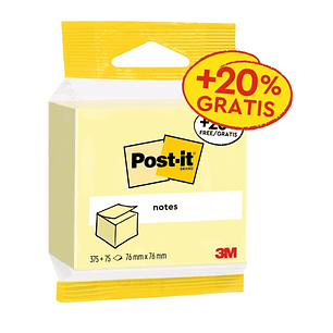 Post-It Bloc de 450 Notas Adhesivas Reposicionables - 76x76mm - 100% PEFC - Color Amarillo Claro