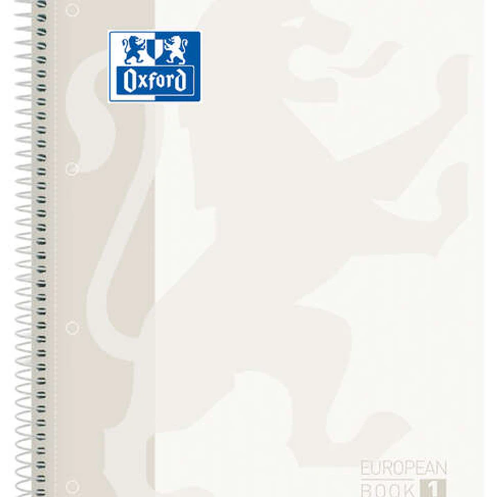 Oxford Europeanbook 1 Cuaderno Espiral Formato A4+ Cuadriculado 5x5mm - 80 Hojas - Banda de Color - Tapa Extradura Brillante - Color Blanco 1