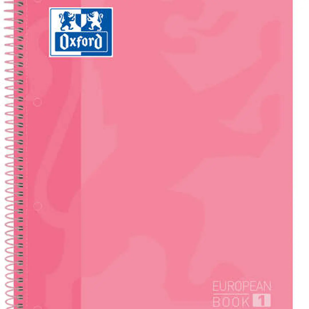 Oxford Europeanbook 1 Cuaderno Espiral Formato A4+ Cuadriculado 5x5mm - 80 Hojas - Banda de Color - Tapa Extradura Brillante - Color Rosa 1