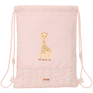 Safta Sophie la Girafe Joy Saco Plano - Bolsillo con Cremallera - Cierre con Cordones - Material Reciclado - Repelente al Agua - Compacto y Ligero - 3