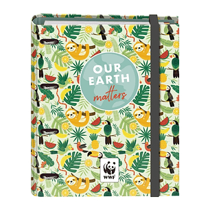 Dohe WWF Tropic Carpeta de 4 Anillas Mixtas de 35mm con Recambio de 100 Hojas - Formato Folio - Cierre con Goma - Incluye 4 Separadores y Sobre de Pol