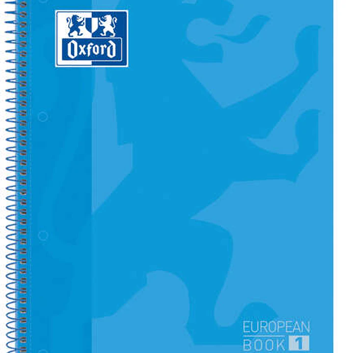 Oxford Europeanbook 1 Cuaderno Espiral Formato A4+ Cuadriculado 5x5mm - 80 Hojas - Banda de Color - Tapa Extradura Brillante - Color Turquesa 1