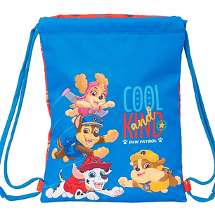Safta Paw Patrol Cool Saco Plano - Bolsillo con Cremallera - Cierre con Cordones - 3L - 260x10x340mm - Color Azul