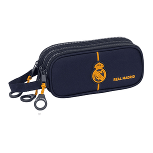 Safta Real Madrid 2ª Equipacion 24/25 Estuche Portatodo - 3 Compartimentos - Asa de Mano - 21x8.5x7cm - Color Azul Marino
