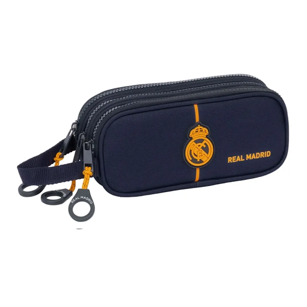 Safta Real Madrid 2ª Equipacion 24/25 Estuche Portatodo - 3 Compartimentos - Asa de Mano - 21x8.5x7cm - Color Azul Marino 1