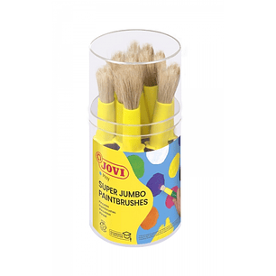 Jovi Super Jumbo Paint Brushes Bote 9 Pinceles Gruesos Pelo Cerda - Mango de Plastico - No Gotean - Limpieza Facil - Sistema de Corona Antirrodamiento