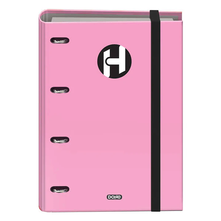 Dohe Serie Icon Carpeta de 4 Anillas Formato A4 con Recambio de 100 Hojas de 90 gr y 4 Taladros - Cierre con Goma Elastica - Anillas de 35mm - Color R 1