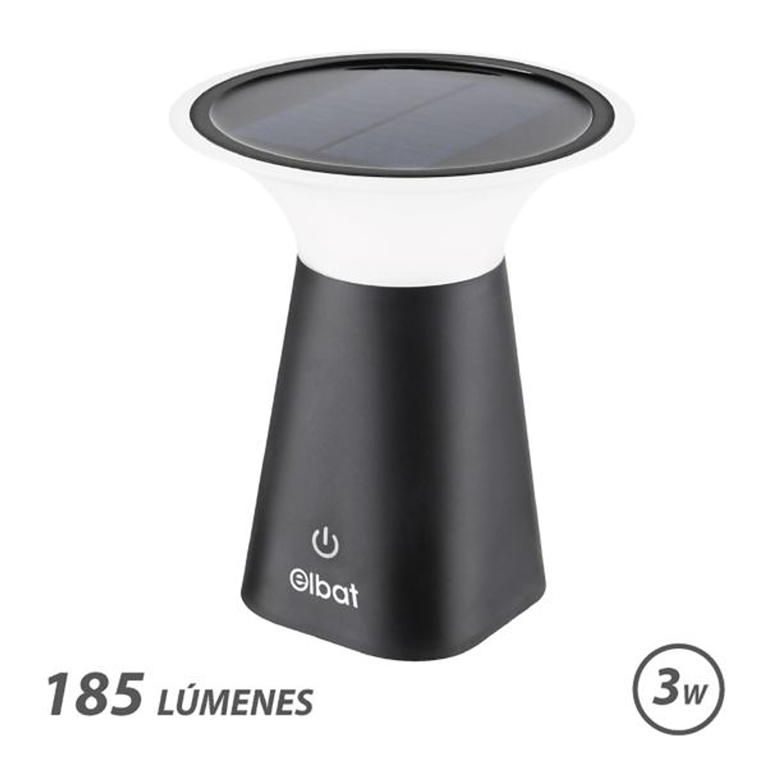 Elbat Lampara Solar LED - 185Lm - 2000K - Autonomia 6 horas - Color Negro 1