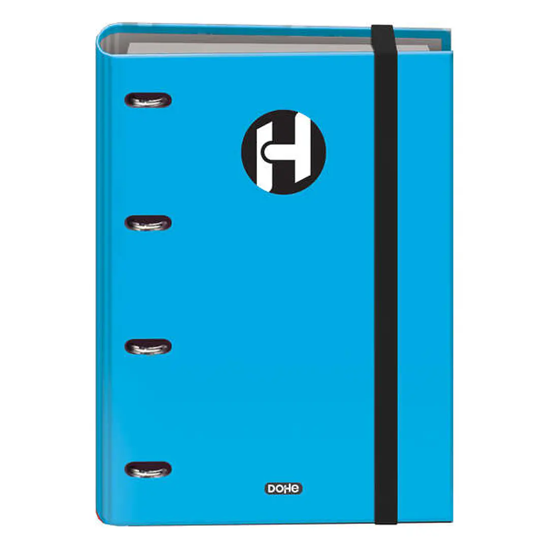 Dohe Serie Icon Carpeta de 4 Anillas Formato A4 con Recambio de 100 Hojas de 90 gr y 4 Taladros - Cierre con Goma Elastica - Anillas de 35mm - Color A 1