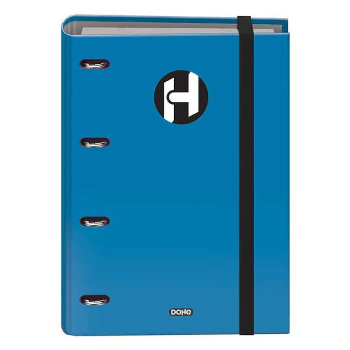 Dohe Serie Icon Carpeta de 4 Anillas Formato A4 con Recambio de 100 Hojas de 90 gr y 4 Taladros - Cierre con Goma Elastica - Anillas de 35mm - Color A 1