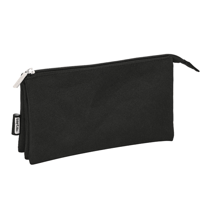 Safta Portatodo - 3 Compartimentos con Cremalleras - Bolsillo Interior - 0.6L - 220x30x120mm - Color Negro 1
