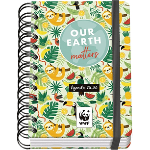 Dohe WWF Tropic Agenda Escolar 25/26 Espiral Wireo A6 - Dia Pagina - Papel 80g/m2 - 4 Hojas de Pegatinas - Cubierta de Carton Plastificado - Cierre c