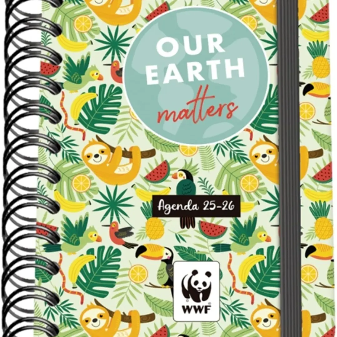 Dohe WWF Tropic Agenda Escolar 25/26 Espiral Wireo A6 - Dia Pagina - Papel 80g/m2 - 4 Hojas de Pegatinas - Cubierta de Carton Plastificado - Cierre c 1