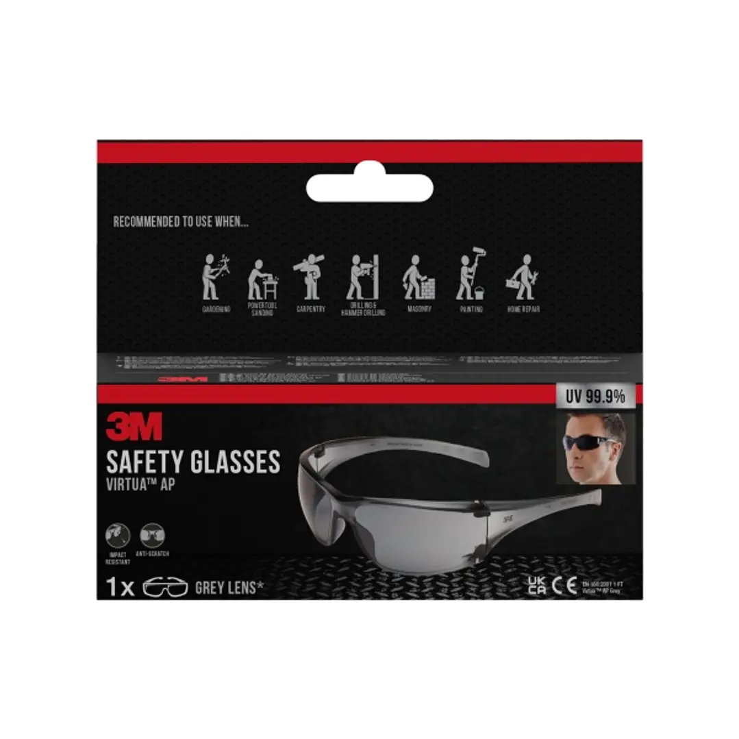 3M Virtua AP Gafas de Seguridad - Lentes Oscurecidas - Antirrayaduras - Antivaho - Proteccion UV - Color Gris 1