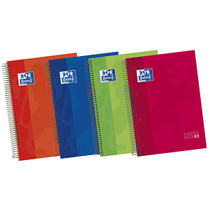 Oxford Europeanbook 5 Cuaderno Espiral Formato A4+ Horizontal 1 Linea - 120 Hojas - Tapa Extradura acabado Brillante - 5 Bandas de Color - Colores Sur