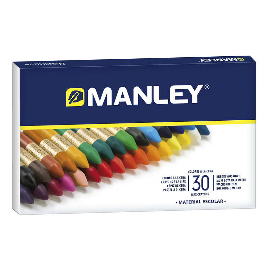 Manley Pack de 30 Ceras Blandas de Trazo Suave - Ideal para Tecnicas y Aplicaciones Variadas - Amplia Gama de Colores - Colores Surtidos 1