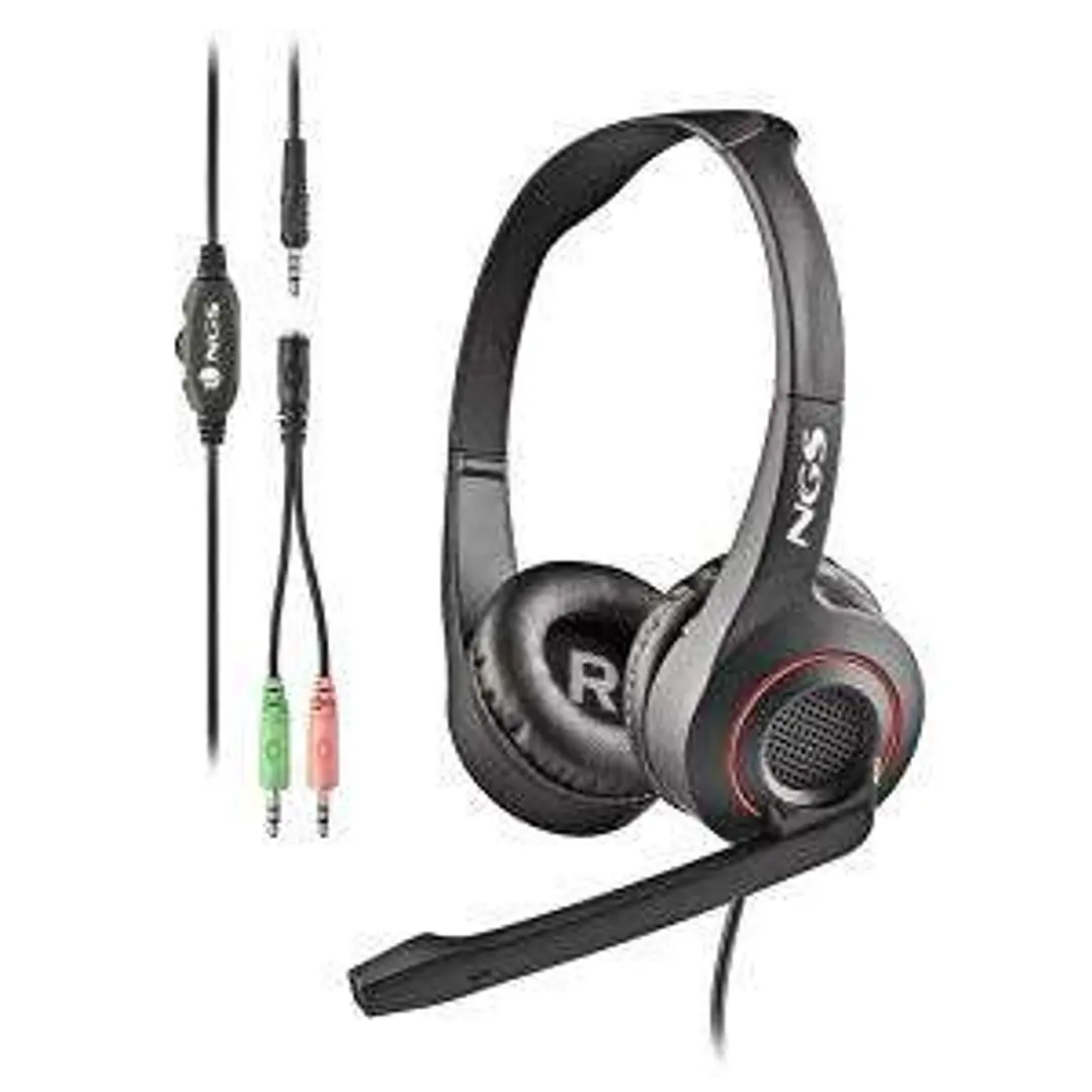 NGS MSX 10 Pro Auriculares con Microfono Plegable - Diadema Ajustable - Almohadillas Acolchadas - Control en Cable - Cable de 1.80m 1