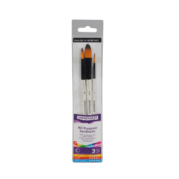 Daler Rowney Graduate Pack de 3 Pinceles para Acuarelas - Pelo Sintetico - Mango Corto 1