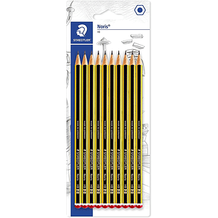 Staedtler Noris 120 Pack de 10 Lapices de Grafito Hexagonales HB - Resistencia a la Rotura - Madera de Bosques Sostenibles