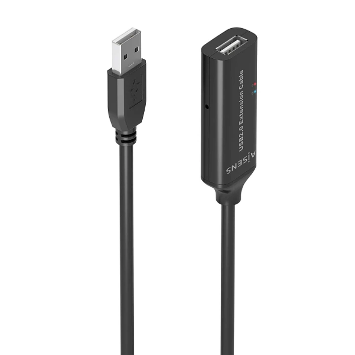 Aisens Cable USB 2.0 Prolongador con Amplificador - Tipo A/M-A/H - 10m - Color Negro 1