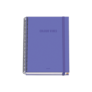 Dohe Colour Vives Cuaderno Espiral A5 100 Hojas Cuadricula 5mm - Tapa Dura Impresa a todo Color y Plastificada en Brillo - Bandas de Color - Cierre de