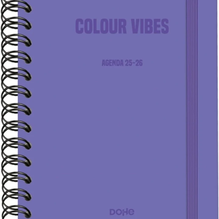 Dohe Colour Vibes Agenda Escolar 25/26 Espiral Wireo A5 - Semana Vista - Papel 80g/m2 - 4 Hojas de Pegatinas - Cubierta de Carton Plastificado - Cier 1