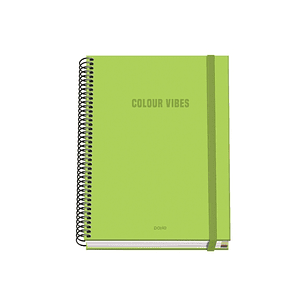 Dohe Colour Vives Cuaderno Espiral A5 100 Hojas Cuadricula 5mm - Tapa Dura Impresa a todo Color y Plastificada en Brillo - Bandas de Color - Cierre de