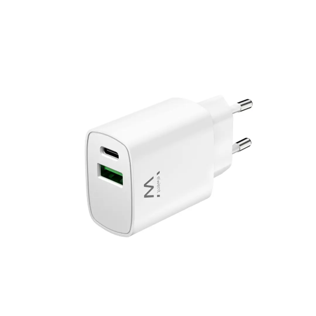 Ewent Cargador de Pared USB-C/PD + USB-A/QC 20W - Color Blanco 1