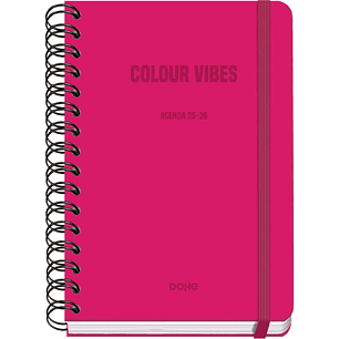 Dohe Colour Vibes Agenda Escolar 25/26 Espiral Wireo A5 - Semana Vista - Papel 80g/m2 - 4 Hojas de Pegatinas - Cubierta de Carton Plastificado - Cier