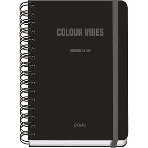 Dohe Colour Vibes Agenda Escolar 25/26 Espiral Wireo A5 - Semana Vista - Papel 80g/m2 - 4 Hojas de Pegatinas - Cubierta de Carton Plastificado - Cier
