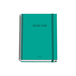 Dohe Colour Vives Cuaderno Espiral A5 100 Hojas Cuadricula 5mm - Tapa Dura Impresa a todo Color y Plastificada en Brillo - Bandas de Color - Cierre de