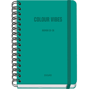 Dohe Colour Vibes Agenda Escolar 25/26 Espiral Wireo A5 - Semana Vista - Papel 80g/m2 - 4 Hojas de Pegatinas - Cubierta de Carton Plastificado - Cier