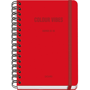 Dohe Colour Vibes Agenda Escolar 25/26 Espiral Wireo A5 - Semana Vista - Papel 80g/m2 - 4 Hojas de Pegatinas - Cubierta de Carton Plastificado - Cier