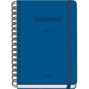 Dohe Colour Vibes Agenda Escolar 25/26 Espiral Wireo A5 - Semana Vista - Papel 80g/m2 - 4 Hojas de Pegatinas - Cubierta de Carton Plastificado - Cier