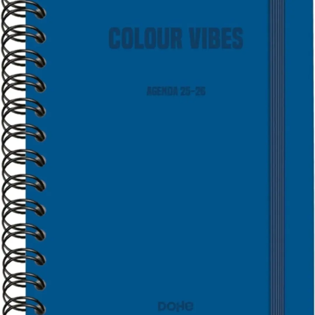Dohe Colour Vibes Agenda Escolar 25/26 Espiral Wireo A5 - Semana Vista - Papel 80g/m2 - 4 Hojas de Pegatinas - Cubierta de Carton Plastificado - Cier 1