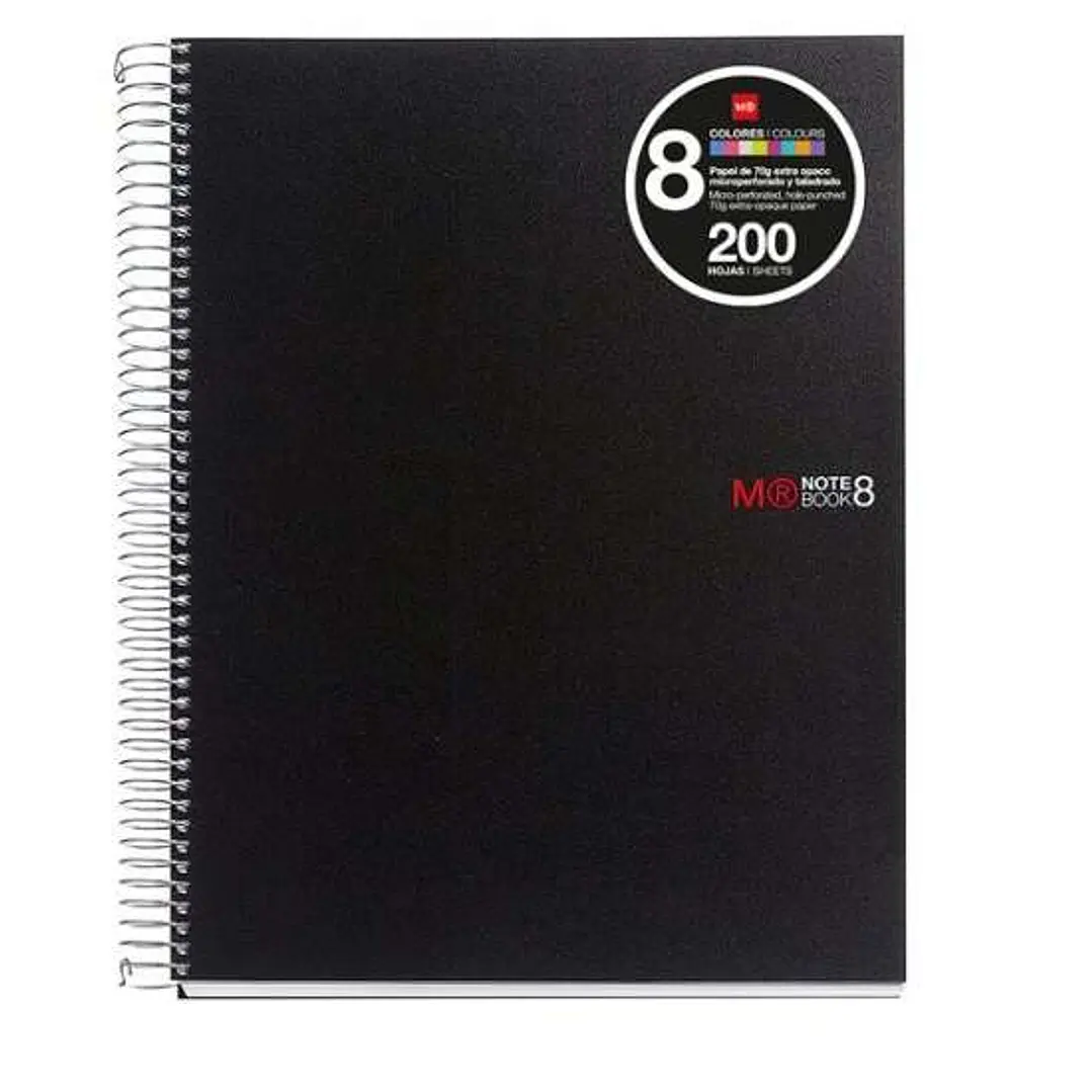 Miquel Rius Notebook8 Cuaderno de Espiral Formato A4 - 200 Hojas de 70 gr Microperforadas con 4 Taladros - Cubiertas de Polipropileno - Cuadricula 5x5 1