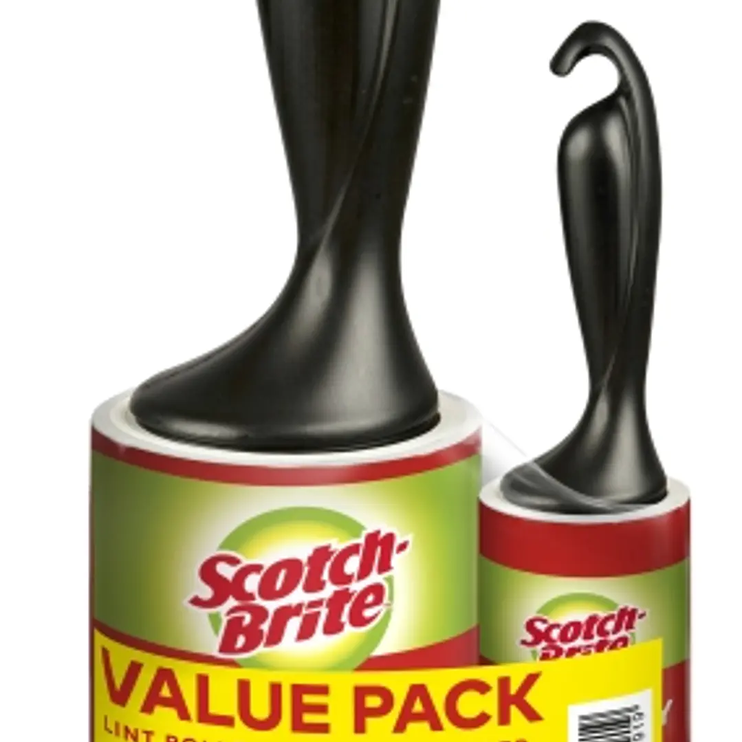 Scotch-Brite Everyday Clean Rodillo Quitapelusas Adhesivo - 56 Hojas - Incluye Rodillo Mini para Uso Diario de 30 Hojas - Color Negro 1