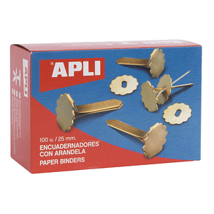 Apli Caja con 100 Encuadernadores Metalicos con Arandela - 25mm - Incluye Arandela para Embellecer y Evitar Rozaduras - Aptos para todo tipo de Docume