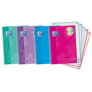 Oxford Europeanbook 5 Cuaderno Espiral Formato A4+ Cuadriculado 5x5mm - 120 Hojas - Tapa Extradura acabado Brillante - 5 Bandas de Color - Colores Sur